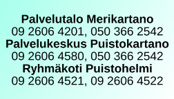 Palvelutalo Merikartano / Palvelukeskus Puistokartano / Ryhmäkoti Puistohelmi